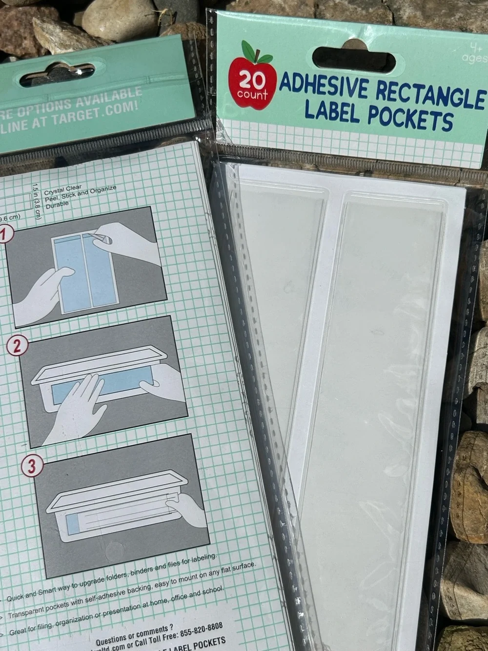 Target Bullseye Playground Clear Adhesive Label Pockets 20 Count - Set of 3  NEW